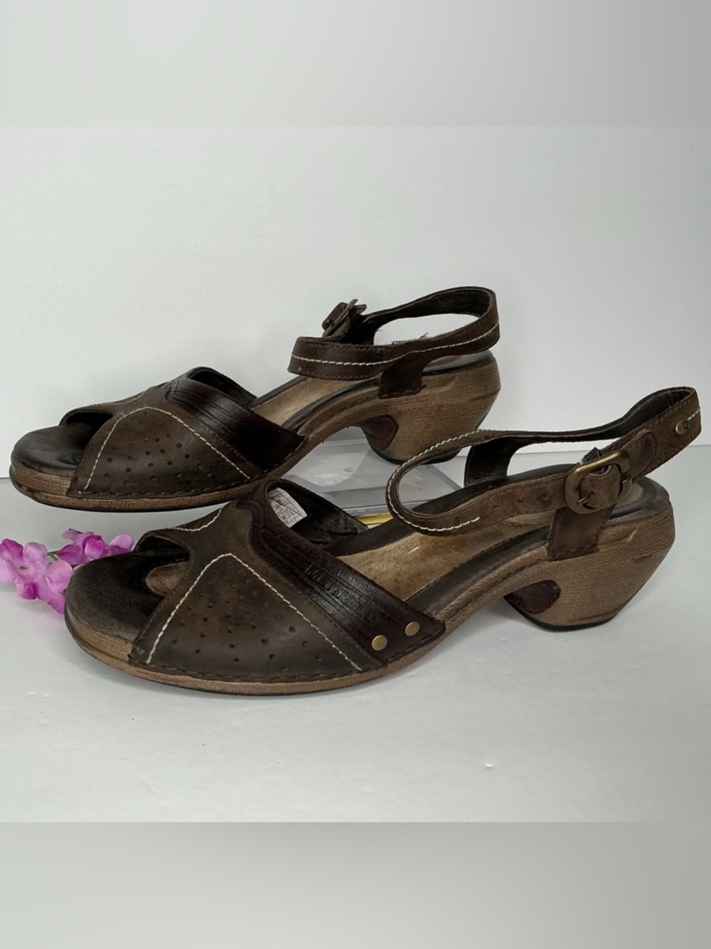 Merrell Leather Slingback Sandals Chocolate Brown Comfort Heels Size 7
